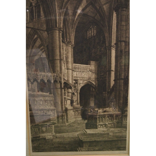 949 - TWO LARGE VINTAGE PRINTS OF THE INNER ARCHITECTURE OF CHURCHES/CATHEDRALS, 69CM X 95CM