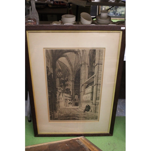 949 - TWO LARGE VINTAGE PRINTS OF THE INNER ARCHITECTURE OF CHURCHES/CATHEDRALS, 69CM X 95CM