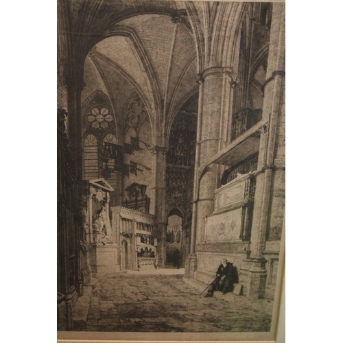 949 - TWO LARGE VINTAGE PRINTS OF THE INNER ARCHITECTURE OF CHURCHES/CATHEDRALS, 69CM X 95CM