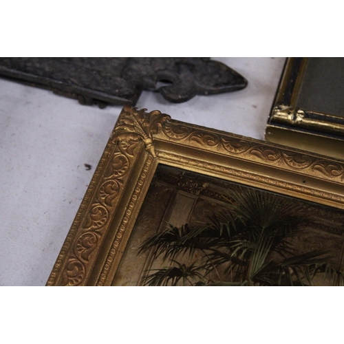 955 - A GILT FRAMED CRYSTOLLEUM STYLE PICTURE ON CONCAVE GLASS, 25CM X 30CM