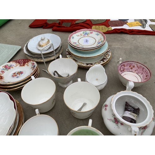 2097 - A COLLECTION OF VARIOUS CERAMIC PLATES, CUPS, SAUCERS, ETC