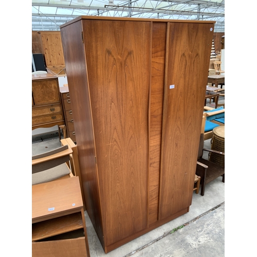 3035 - A RETRO TEAK AUSTIN SUITE TWO DOOR WARDROBE 36