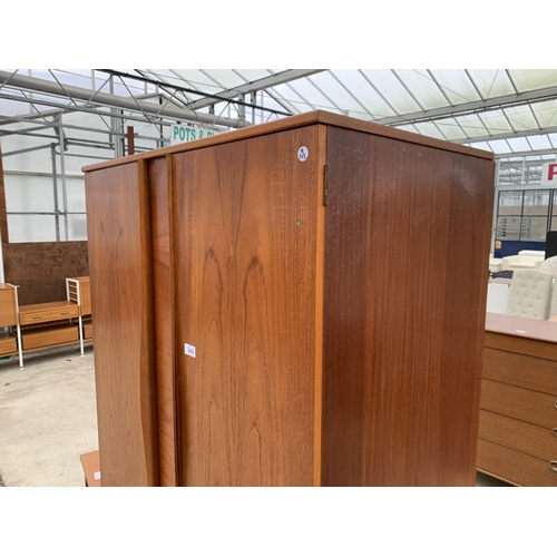 3035 - A RETRO TEAK AUSTIN SUITE TWO DOOR WARDROBE 36