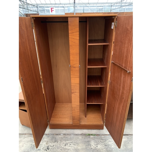 3035 - A RETRO TEAK AUSTIN SUITE TWO DOOR WARDROBE 36