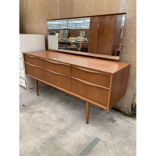 3037 - A RETRO TEAK AUSTIN SUITE SIX DRAWER DRESSING TABLE 57