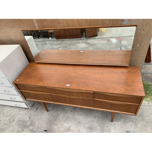 3037 - A RETRO TEAK AUSTIN SUITE SIX DRAWER DRESSING TABLE 57