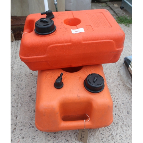 401 - 2 PLASTIC PETROL BOAT TANKS 12 L AND 22 L  NO VAT