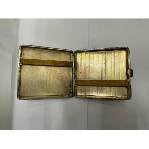 28 - A MARKED 800 CONTINENTAL SILVER CIGARETTE CASE WITH ENGINE TURNED DECORATION, TOTAL WEIGHT 69G