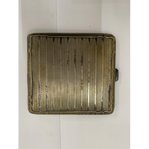 28 - A MARKED 800 CONTINENTAL SILVER CIGARETTE CASE WITH ENGINE TURNED DECORATION, TOTAL WEIGHT 69G