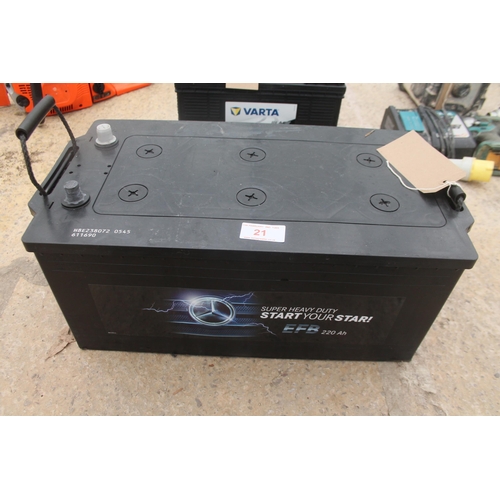 21 - LARGE MERCEDES 12V BATTERY - NO VAT