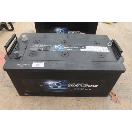 22 - LARGE MERCEDES 12V BATTERY - NO VAT