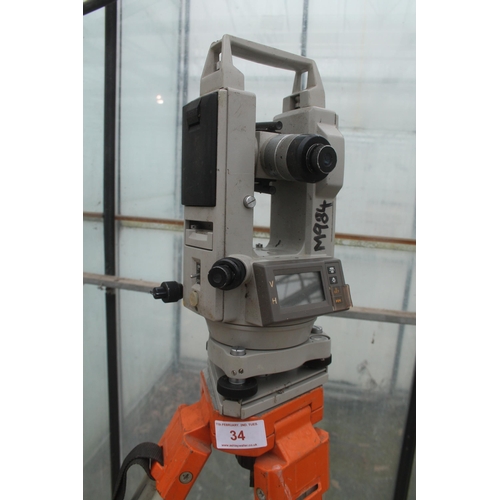 34 - LASER LEVER ON TRIPOD NO VAT