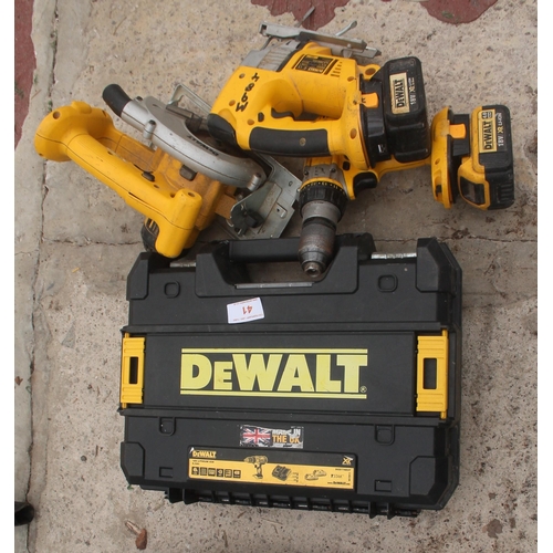 41 - DEWALT DRILL/JIGSAW/CIRCULAR SAW  NO  VAT