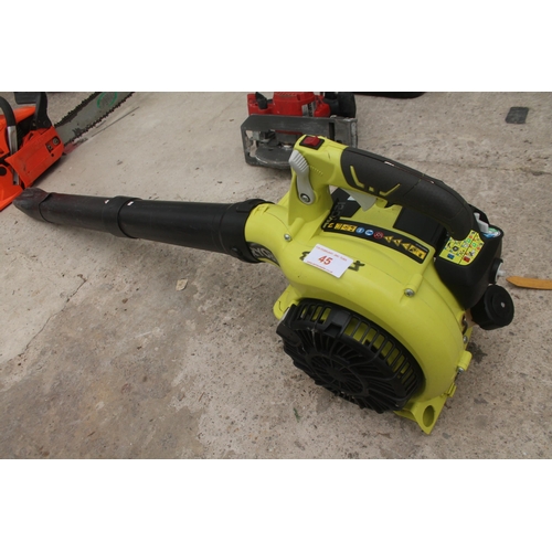 45 - RYOBI PETROL BLOWER  NO  VAT