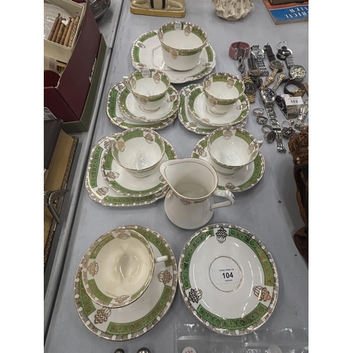 104 - VARIOUS ITEMS OF ST MICHAEL TEAWARE TO INCLUDE TRIOS, CAKE PLATE, SUGAR BOWL, JUG, CUPS AND SAUCERS