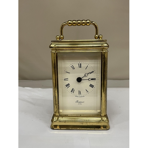 162 - A RAPPORT, LONDON BRASS CASED CARRIAGE CLOCK