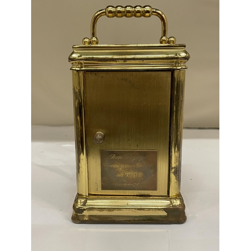 162 - A RAPPORT, LONDON BRASS CASED CARRIAGE CLOCK