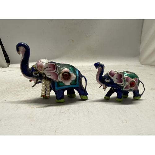 340 - THREE MEENAKARI ENAMELLED ELEPHANTS