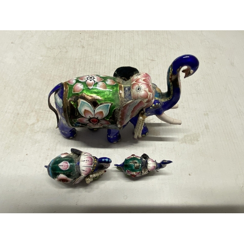 340 - THREE MEENAKARI ENAMELLED ELEPHANTS