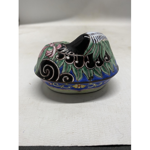 344 - A CLOISONNE ENAMEL COPPER EDGED PEKINESE DOG TRINKET