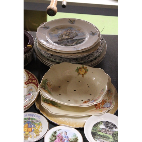 838 - A QUANTITY OF VINTAGE PLATES, ETC