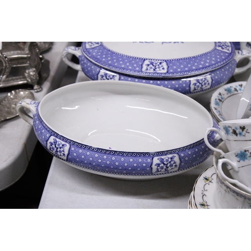 882 - A QUANTITY OF TILLSON DINNERWARE TO INCLUDE TUREENS AND PLATES, PLUS CUPS AND SAUCERS