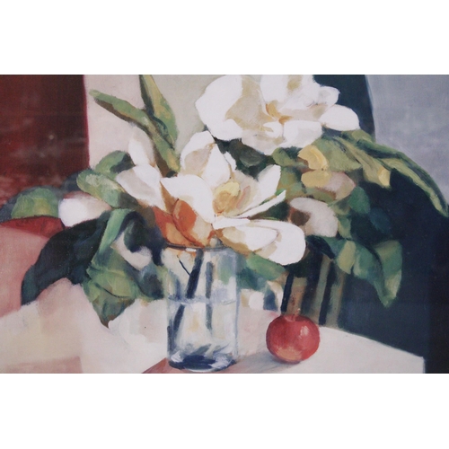 931 - A LARGE STILL LIFE FRAMED PRINT, 90CM X 75CM