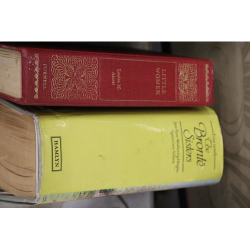 935 - A QUANTITY OF BOOKS TO INCLUDE THE BRONTE SISTERS, SHERLOCK HOLMES, LITTLE WOMEN, ETC