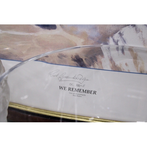 1000 - A SIGNED LIMITED EDITION PRINT, 268/850, 'WE REMEMBER', SIGNED BY ROSS WATTON '95' OF A BOMBER AND S... 