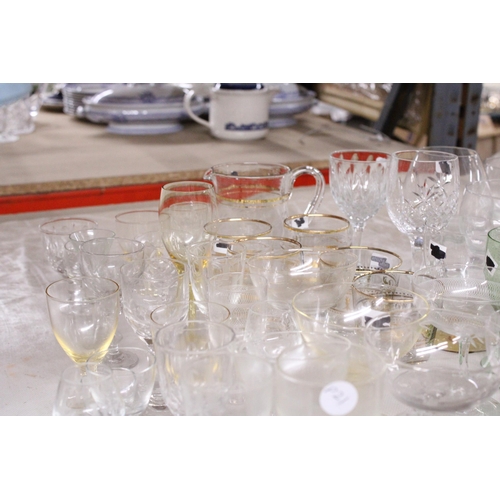 1002 - A VERY LARGE QUANTITY OF DRINKING GLASSES TO INCLUDE GIN, SHERRY, PORT, WINE, ETC., TOGETHER WITH TW... 