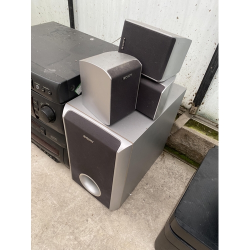 2362 - A SAMSUNG STEREO SYSTEM AND FIVE SONY SPEAKERS