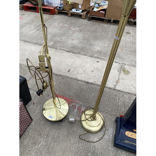 2400 - TWO BRASS EFFECT STANDARD LAMPS