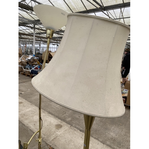 2400 - TWO BRASS EFFECT STANDARD LAMPS