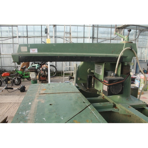 137 - WADKIN RADIAL SAW  NO VAT