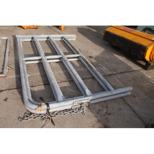 254 - THREE GALVANISED STALLS, 7 FT x 4 FT + VAT