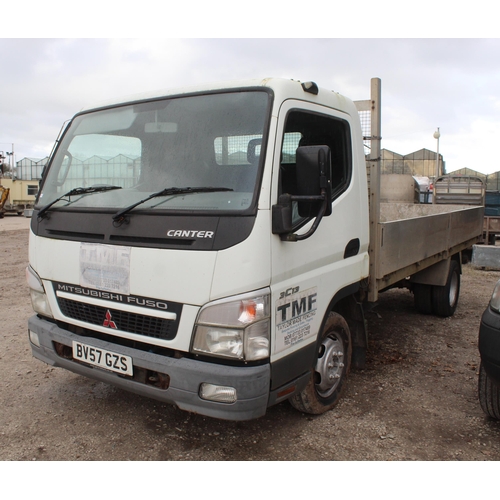 179 - A MITSUBISHI FUSO 3.5 TONNE DROP SIDE LORRY BV57GZS 2007 APPROX 130000 MILES NO KEYS AT THE MOMENT T... 