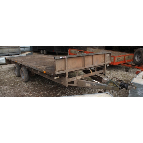 208 - AN IFOR WILLIAMS FLAT BED TRAILER, 2002 - 16' - 3500 KG - KEYS IN OFFICE - NO VAT