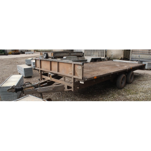 208 - AN IFOR WILLIAMS FLAT BED TRAILER, 2002 - 16' - 3500 KG - KEYS IN OFFICE - NO VAT