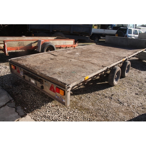 208 - AN IFOR WILLIAMS FLAT BED TRAILER, 2002 - 16' - 3500 KG - KEYS IN OFFICE - NO VAT