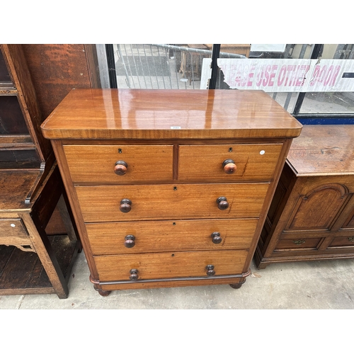 2503 - A VICTORIAN MAHOGANY CHEST OF TWO SHORT AND THREE LONG DRAWERS WITH ROUNDED CORNERS, 39