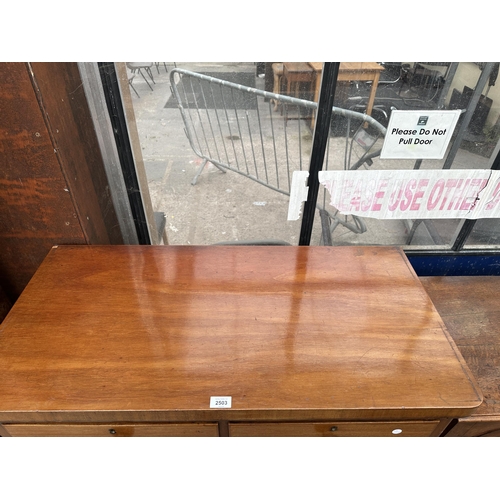 2503 - A VICTORIAN MAHOGANY CHEST OF TWO SHORT AND THREE LONG DRAWERS WITH ROUNDED CORNERS, 39