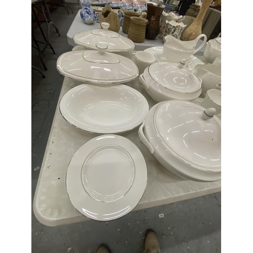 108 - A LARGE QUANTITY OF WEDGWOOD/ROYAL DOULTON SIGNET PLANTINUM TO INCLUDE SERVING PLATTERS, TEAPOTS, LI... 