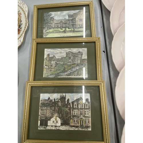 114 - A QUANTITY OF SMALL FRAMED PRINTS TO INCLUDE LOWRY A VILLAGE SQUARE AND THE FACTORY TOGETHER WITH TH... 