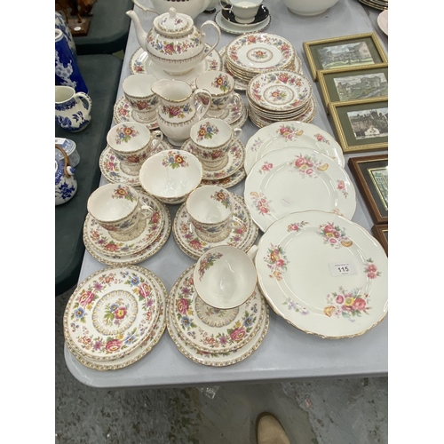 115 - A LARGE QUANTITY OF ROYAL GRAFTON MALVERN PATTERN TO INCLUDE A TEAPOT, MILK AND CREAMER, TRIO'S, CAK... 