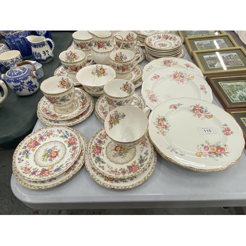 115 - A LARGE QUANTITY OF ROYAL GRAFTON MALVERN PATTERN TO INCLUDE A TEAPOT, MILK AND CREAMER, TRIO'S, CAK... 