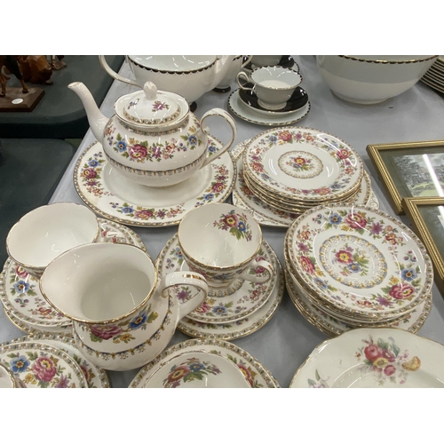 115 - A LARGE QUANTITY OF ROYAL GRAFTON MALVERN PATTERN TO INCLUDE A TEAPOT, MILK AND CREAMER, TRIO'S, CAK... 