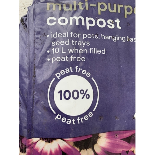 61 - FIVE BAGS OF MULTIPURPOSE PEAT FREE COMPOST 10 LTRS NO VAT TO BE SOLD FOR THE FIVE