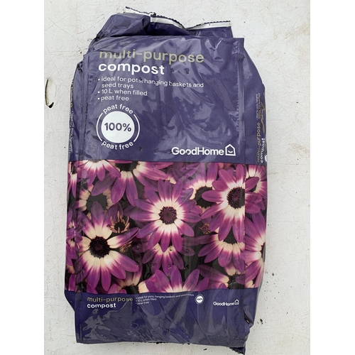 62 - FIVE BAGS OF MULTIPURPOSE PEAT FREE COMPOST 10 LTRS NO VAT TO BE SOLD FOR THE FIVE