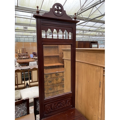 2547 - A VICTORIAN STYLE MIRROR BACK HALLSTAND WITH DRAWER AND CUPBOARD TO BASE 22