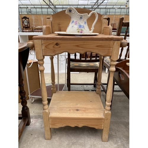 2552 - A VICTORIAN STYLE PINE WASH STAND WITH CERAMIC JUG AND BOWL